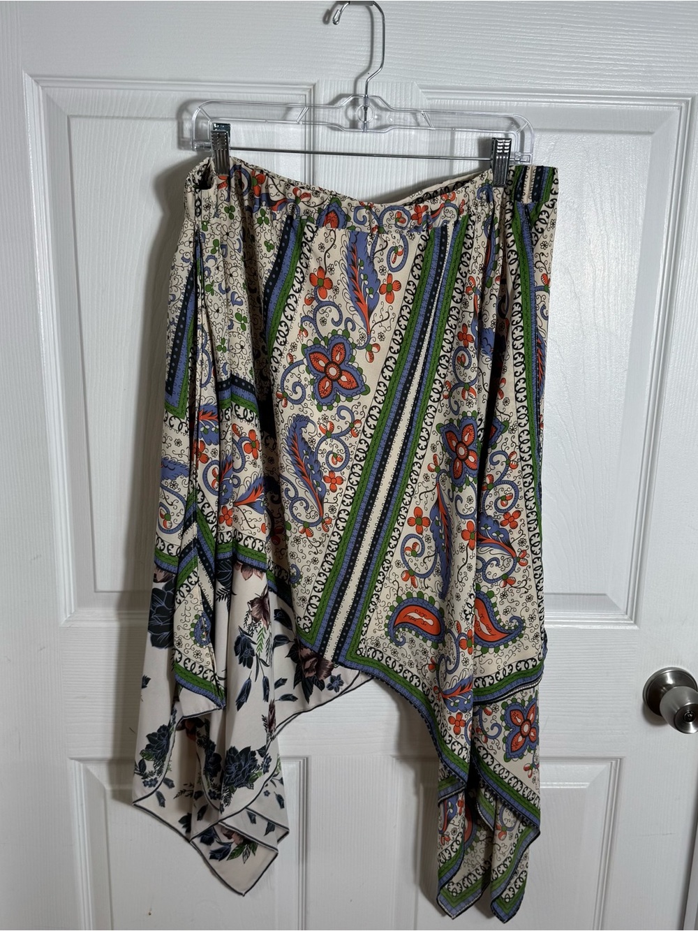 Maeve Anthropologie Scarf Print Skirt Plus Size 16 Handkerchief Hem Boho - Picture 6 of 7